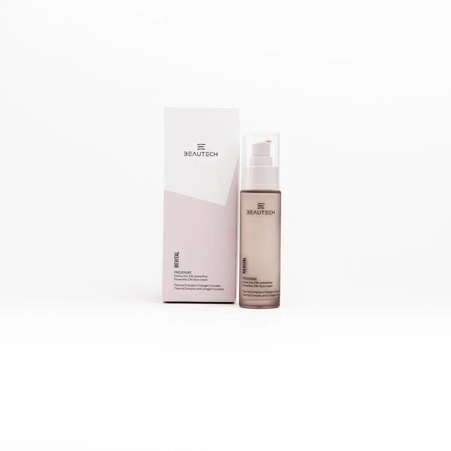 Crema viso Prevenire della linea Revital di Beautech, usata nei trattamenti viso di Roxy Estetic